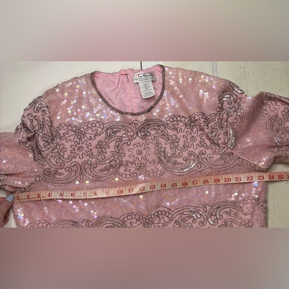 Talbots Joan Leslie Pink Silk Sequins Beaded Top Blouse Formal Size XL Vintage - Picture 4 of 8